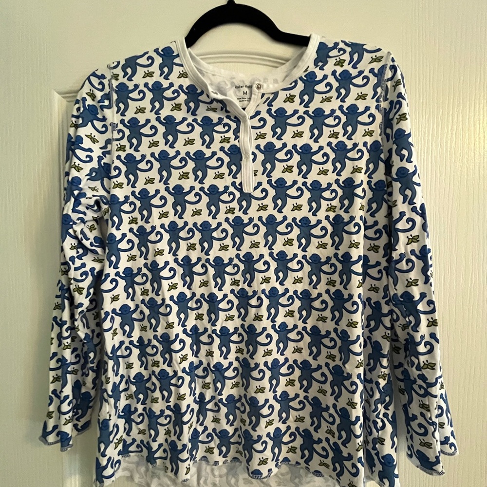Roller Rabbit monkey pajama TOP, size medium